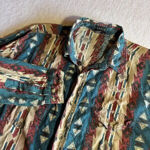 Legacy Mens XL Southwestern‎ Aztec Tribal Button Up Shirt Long Sleeve